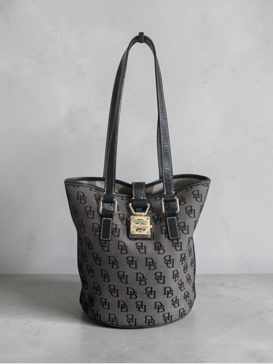 Dooney & Bourke Handbags - Authentic Dooney & Bourke Monogram Black Grey Bucket Bag!